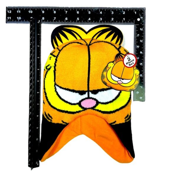 Garfield Hat Gloves Knit Set Nickelodeon Black Orange NEW Unisex Kids One Size - Picture 4 of 16